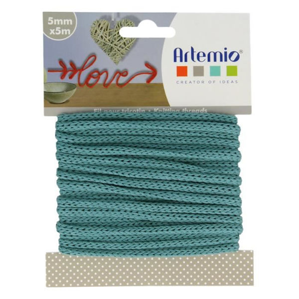 Fil tricotin - Noname - 5 meter - Grön Blå - 5mm - Malleabelt garn för barn Blå