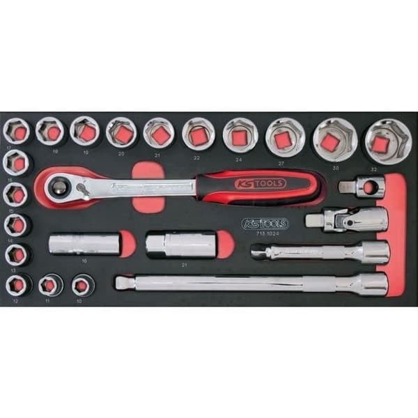 Modul - KS TOOLS - 714.0158 - Værktøjs samling 3 skuffer - Til værkstedsvogn - 158 dele