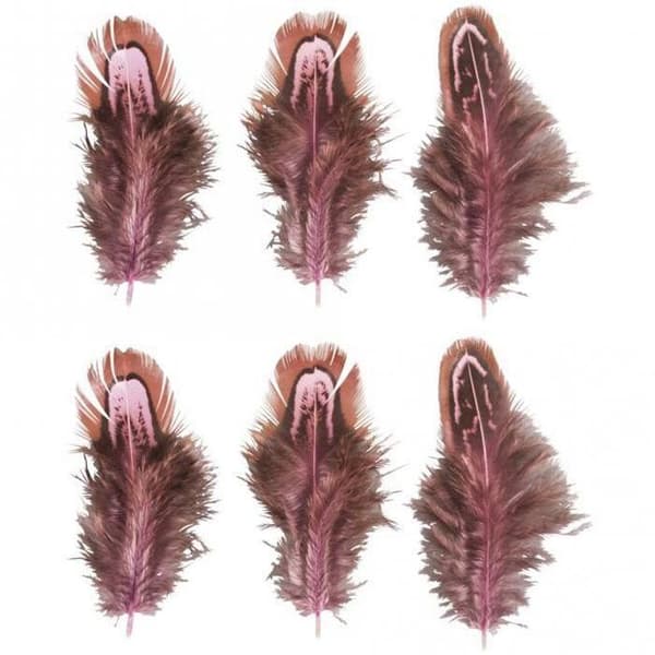 6 dekorative fjer - Nellik pink Ros