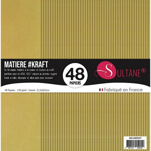 48 Kraft Scrapbooking-papper - 110g/m2 - H: 30,5 cm