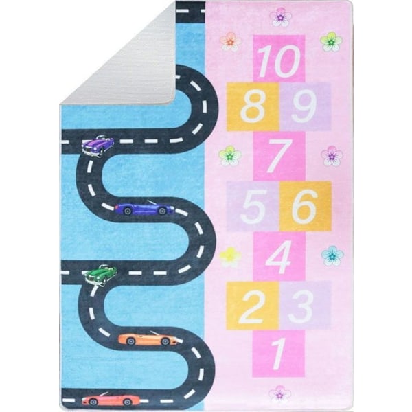 Barnmatta - Flerfärgad - 100x150 cm - Halkfri - Maskintvättbar - Polyester Flerfärgad
