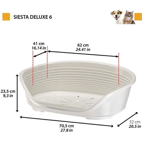 Panier-Corbeille SIESTA DELUXE Koko 6 - 70,5*52*23 cm - Harmaa -FERPLAST Lys grå