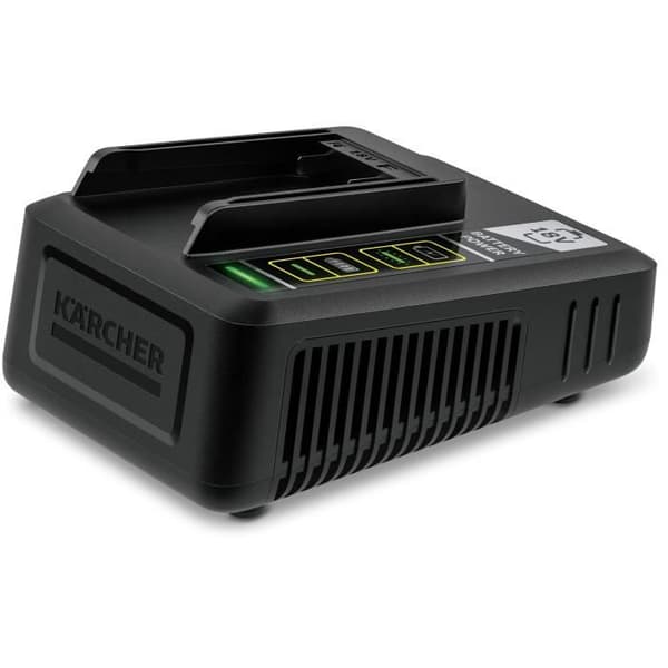 Hurtiglader til Power 18V Kärcher 2,5 Ah og 5 Ah batterier Sort