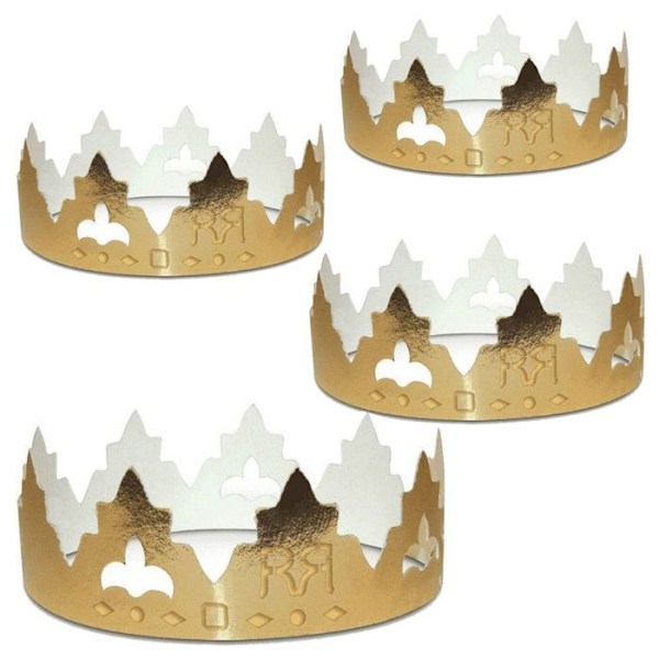 Papperskronor - Klassisk - 4 stycken - Guld - 55 x 6 cm - Festdekoration gyllene