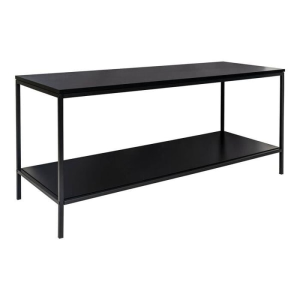 Black Steel TV Stand och Black Wood Top - ALTOBUY - Harald - Industriell - Loft - Rektangulär Svart