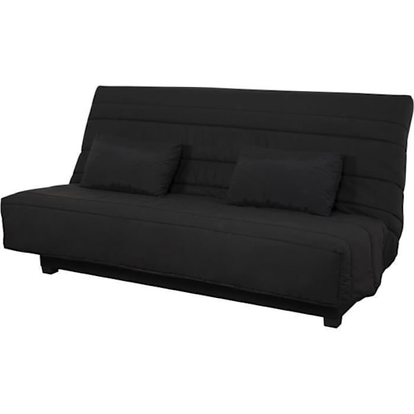 Clic clac 2-personers bænk REVEUR - Sort stof - DUNLOPILLO madras - Seng 188x128 cm Svart