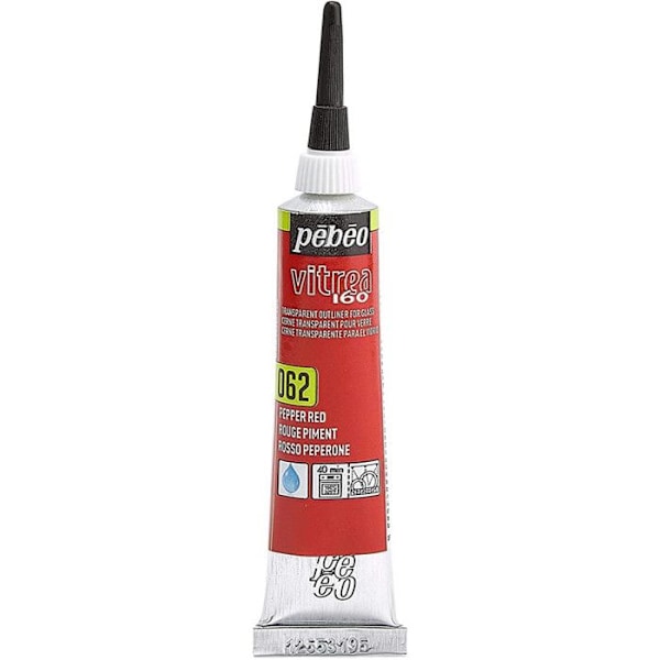 Lasimaalaus - Pebeo - Vitrea - Pippuripuna - 20 ml - Läpinäkyvä chili röd