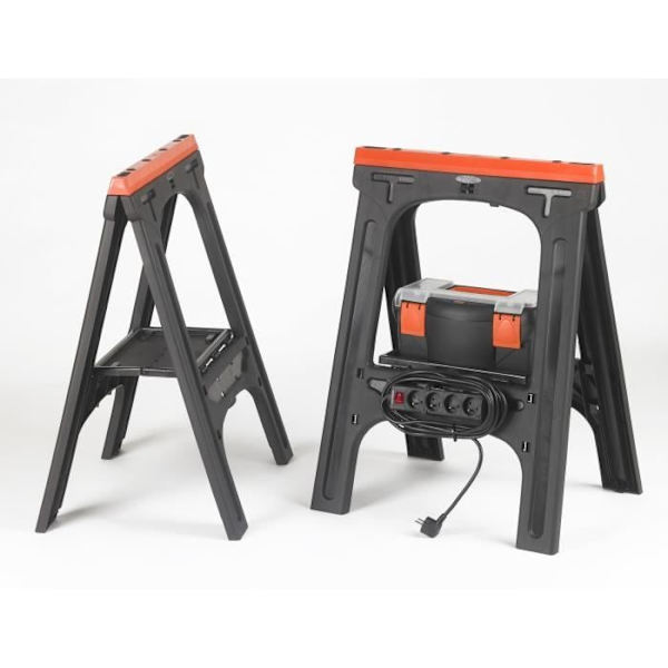 Set med 2 hopfällbara bockar - TOOD - Maximal belastning 200 kg - Mått 60x10x80 cm