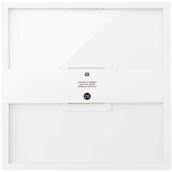 Gästbok med fyrkantig ram i vit trä - 30 x 30 cm