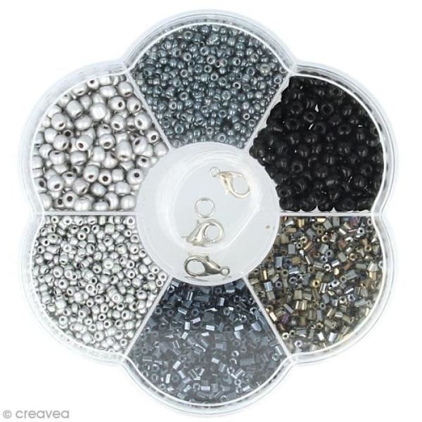Plastikperler - Artemio - Sort - 130 g - Rokailletype - Blandet Svart