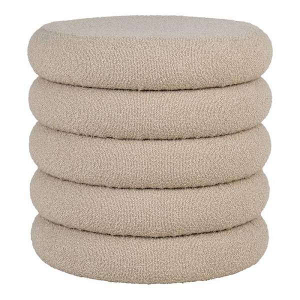 Grå pouf i boucle polyester med opbevaring Ø 44 cm Grå