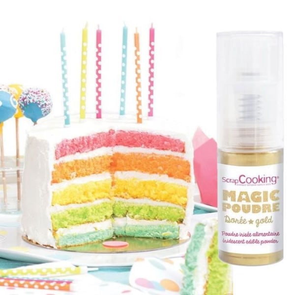 Rainbow Cake kit + 1 gyldent iriserende spiseligt pulver Flerfärgad