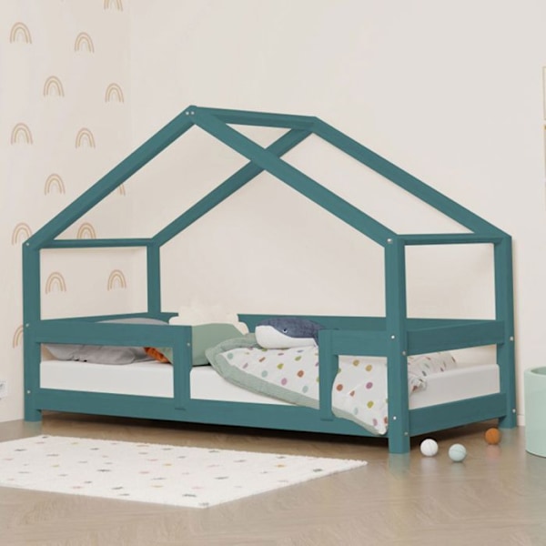 Lit cabane enfant LUCKY 120 x 200 grøn petroleum Grön