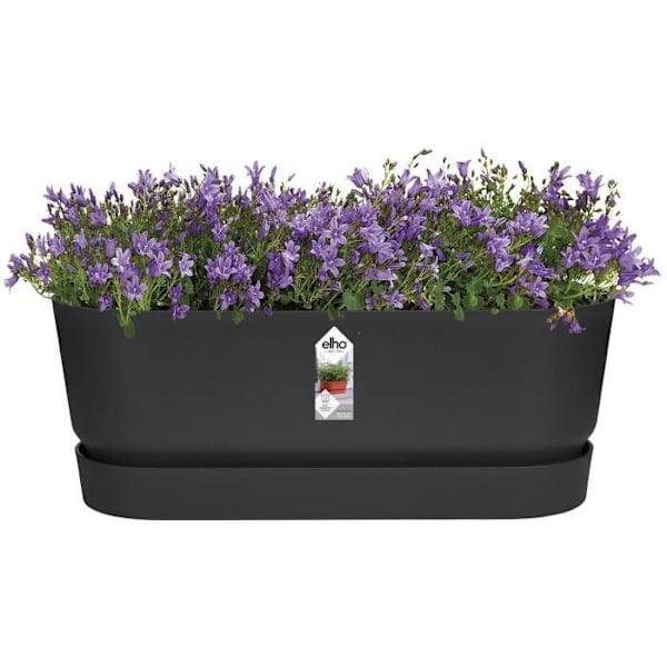 ELHO Oval plantekasse - GREENVILLE - Genbrugsplast - Frostbestandig - Ø50 - Sort Svart