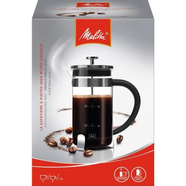 MELITTA 8-kopps kaffebryggare i premiumglas och rostfritt stål Transparent