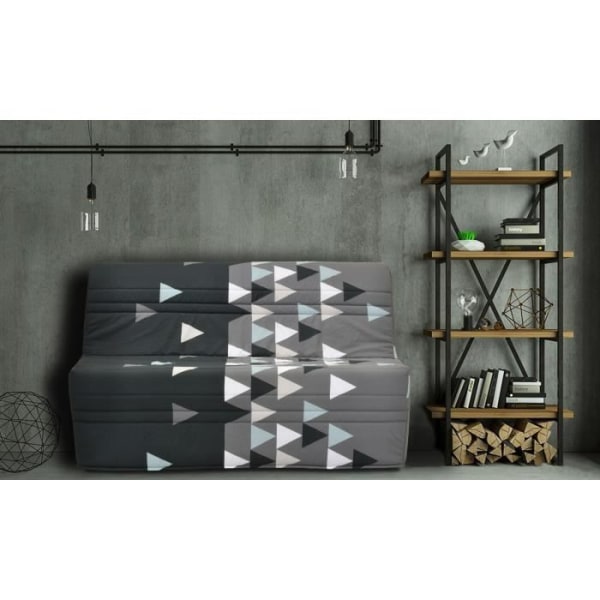 BZ dagbädd - JOE - Grått och svart tyg - 2 platser - L143 x D97 x H89cm - 9cm madrass Grå, svart och blå