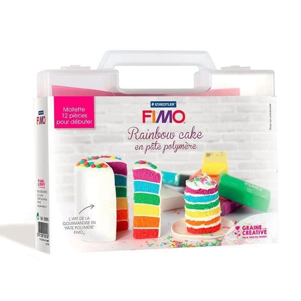 Fimo - Rainbow Cake Fimo -luontokassi ja tarvikkeet Flerfärgad