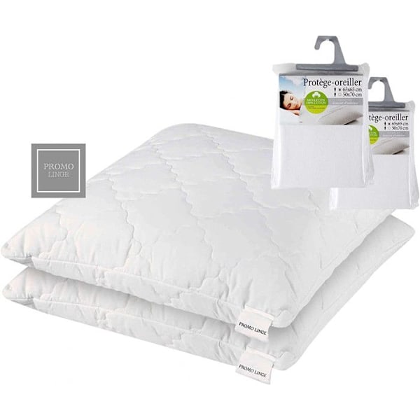 2 tyynyn setti 65 x 65, Memory Foam, Special Cervical, PROMOLINGE + 2 tyynynsuojaa 65 x 65 Vit