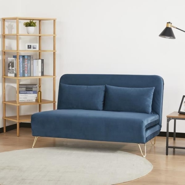 2-sits cabriolet bänk - Blue Velvet - Skandinavisk stil - L 130 x D 90 x H 81 cm - DEPLO Blå