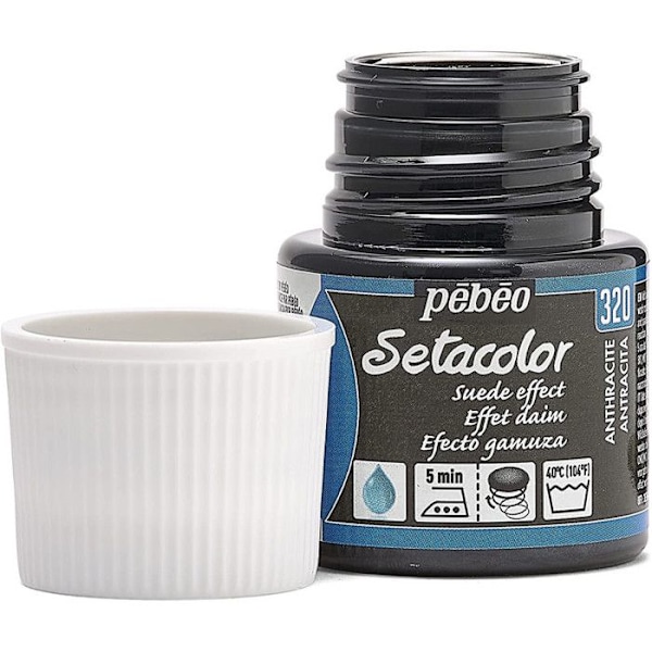 Tygfärg - Pébéo - Setacolor Daim - 45 ml - Klara och pärlemoriga färger - Mjuk effekt Ljusa, pärlande färger