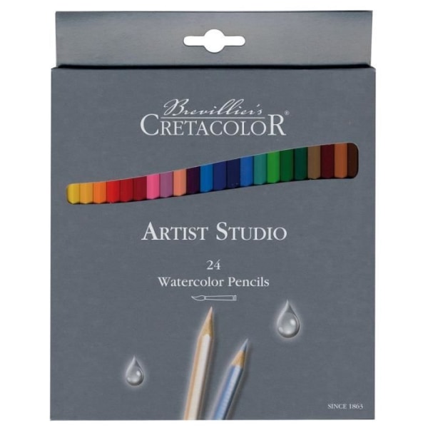 CRETACOLOR Box med 24 akvarellpennor