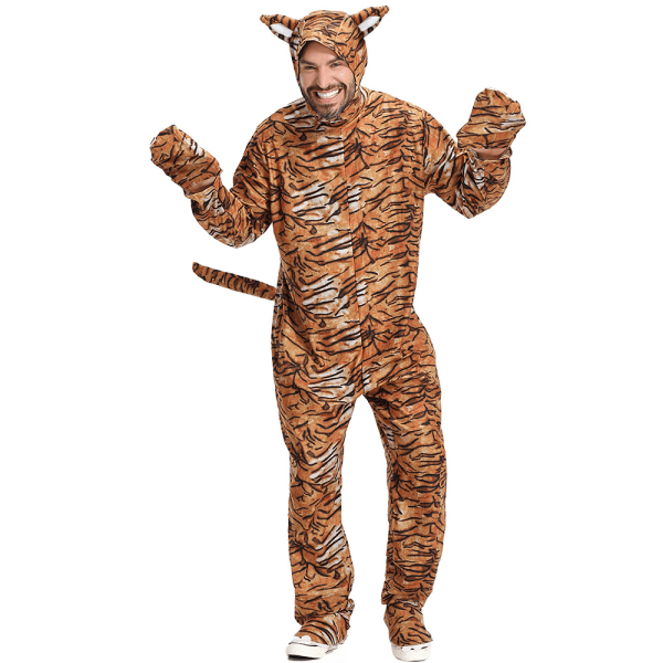 Tiger animal cosplay scen kostym, vuxen XL