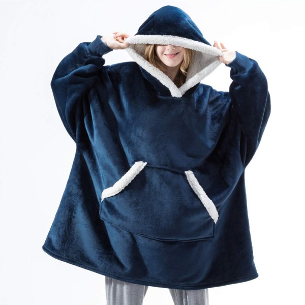 Oversized filt hoodie barn, sherpa fleece Snuggle hoodie filt, fluffig mysig bärbar huvfilt, svart, 66x80 cm blue