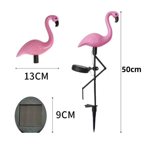 Soldrivna lampor, flamingolampor, en för tre