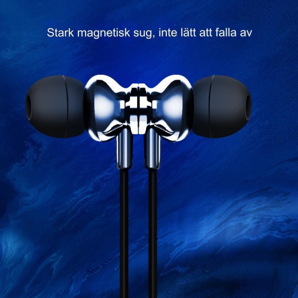 Brusreducering stereo binaural hängande hals sport Bluetooth headset, magnetiskt in-ear 5.0 Bluetooth headset