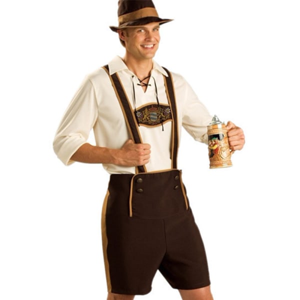 Oktoberfest tyska bayerska herrölkläder brun M brown M