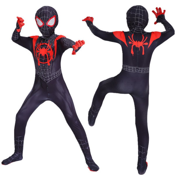 Kids Miles Morales Kostym Spider-Man Cosplay Halloween Set 130cm black 130cm