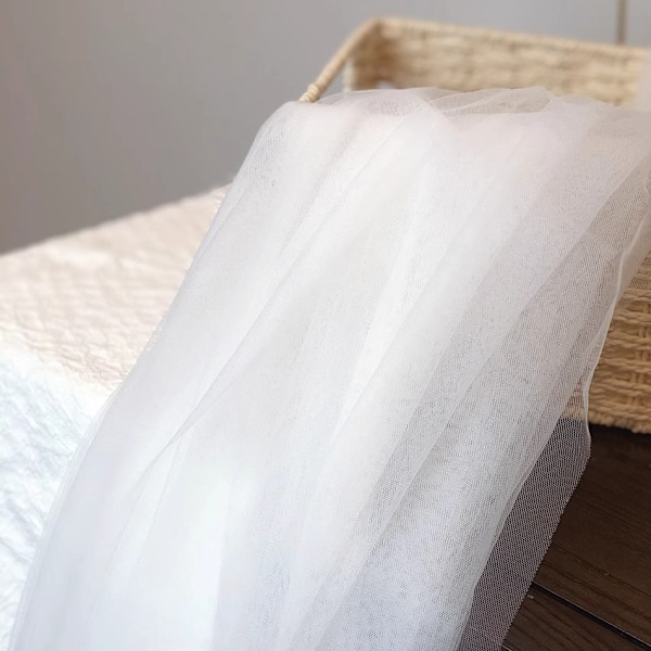 Bröllopsnät vit gaze bambu stolstyg, 10 meter * 1,6 meter