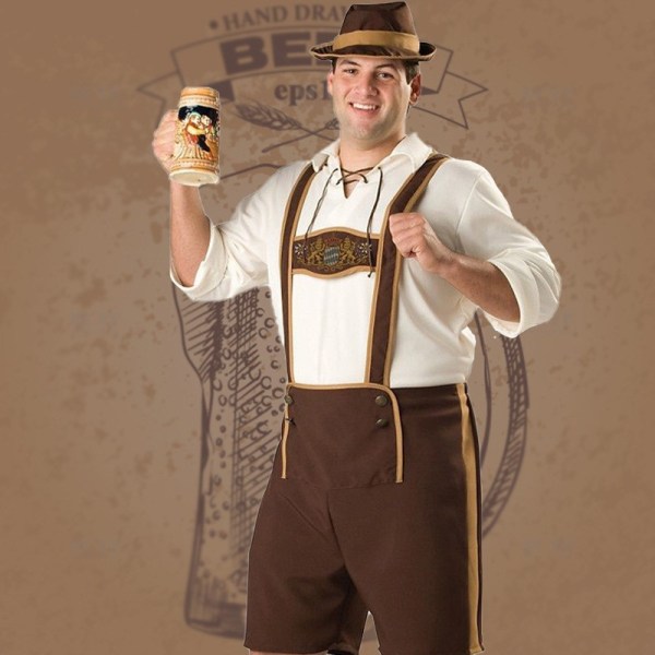 Oktoberfest tyska bayerska herrölkläder brun XL brown XL