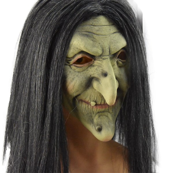 Halloween skrämmande latexmask för häxa