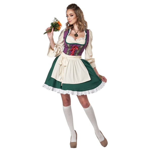 Bavarian National Oktoberfest German München Damkostym Halloween Maid Dress Green Maid L Purple L
