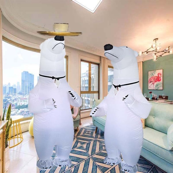 Vit isbjörn uppblåsbara kostymer Vuxen Halloween Cosplay kostym Maskot Björn Party Rollspel Disfraz för man kvinna