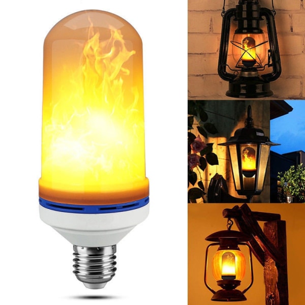 Flammande LED lampa glödlampa 2-Pack gult ljus