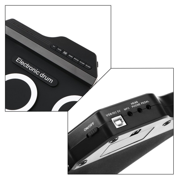 Handrullad elektronisk USB-trumma, bärbart trumset, övningstrumma, jazztrumma