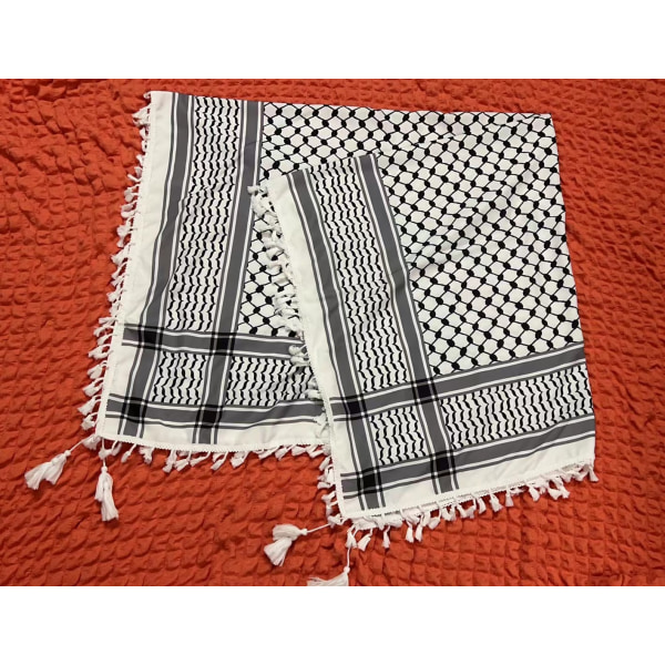Palestine scarf, Keffiyeh, Arafat Hatta, bred med tofsar, Shemagh Keffiyeh Arab hundtand100% bomull Unisex halsdukar Yl