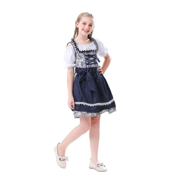 Tyska bayerska Oktoberfest Costume Sceneklänning barn L blue child L