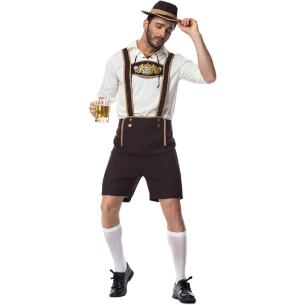 Oktoberfest tyska bayerska herrölkläder brun M brown M