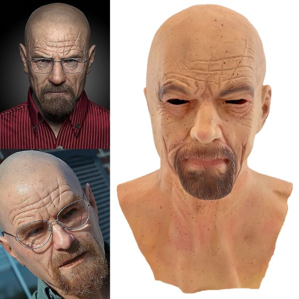 Halloween Old Man 3D Latex Huvudbonader Breaking Bad Grumpy Old Man Old White Heisenberg COS Mask