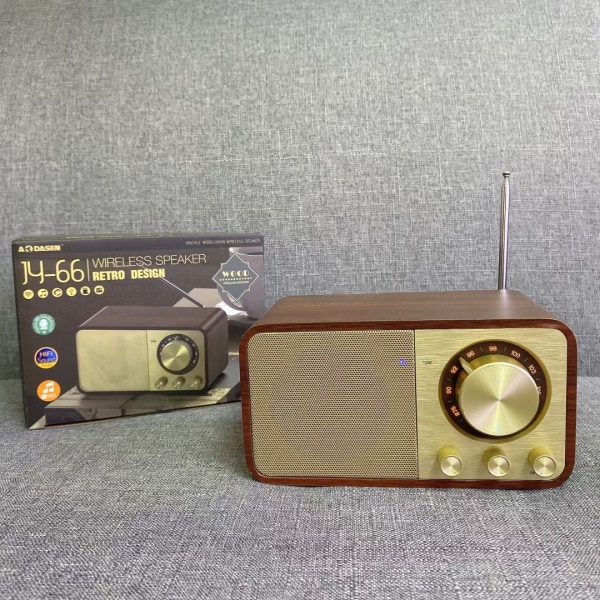 Bluetooth-högtalare i trä JY-66 Stereokort USB-antennradiospelare