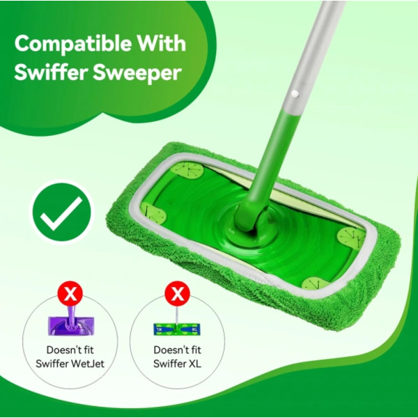8 st Återanvändbara mikrofibermoppdynor för Swiffer Sweeper Mopp, Torrsopningsdukar & våta moppdukar för moppning av golv