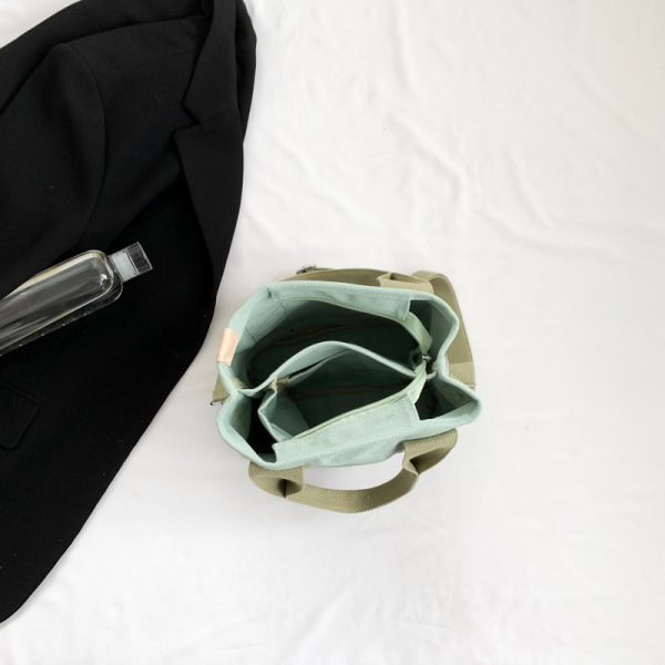 Modecanvasväska, tygväska förvaringsväska Handväska med flera fickor Handväska med stor kapacitet Handväska med flera fickor för resor green