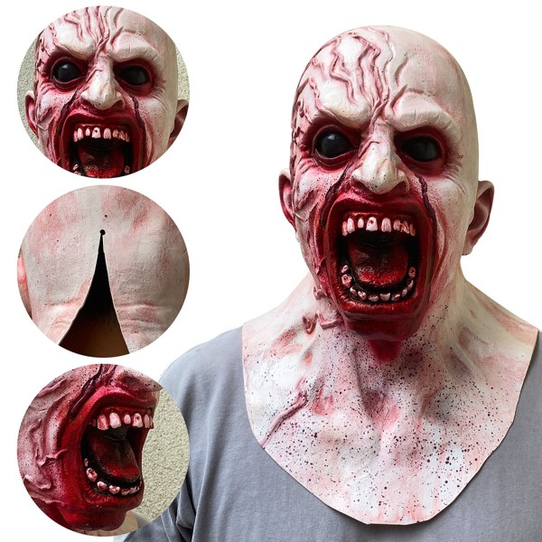Halloween skräck främmande stor mun vampyr mask zombie huva