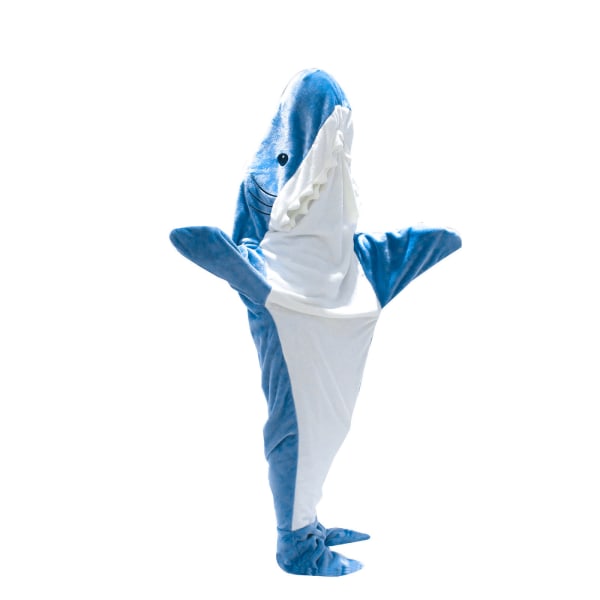 Shark Blanket Hoodie Vuxen - Shark Onesie Vuxen Portabel Filt - Shark Felt Super Mjuk Mysig Flanell Hoodie Shark Sovsäck 190cm blue 190cm