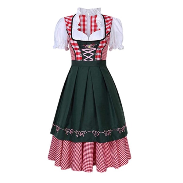 Högkvalitativ traditionell tysk pläd Dirndl-klänning Oktoberfest-dräkt för vuxna kvinnor Halloween-fantastisk feststil3 Grön XL Green XL