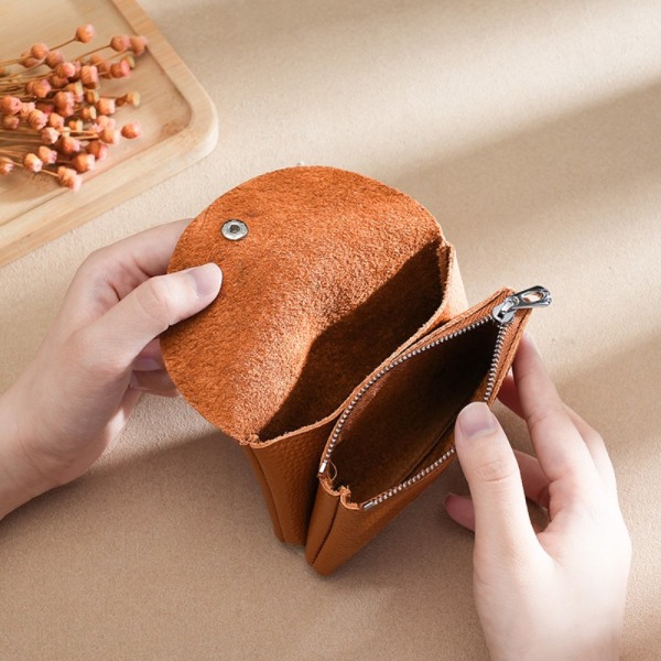 Retro myntplånbok i kohud för liten väska