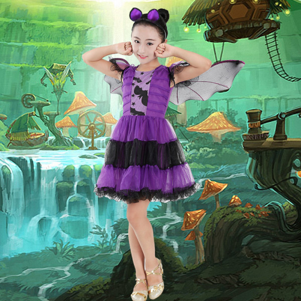 Halloween häxföreställningsdräkt för barn 120 Purple 120